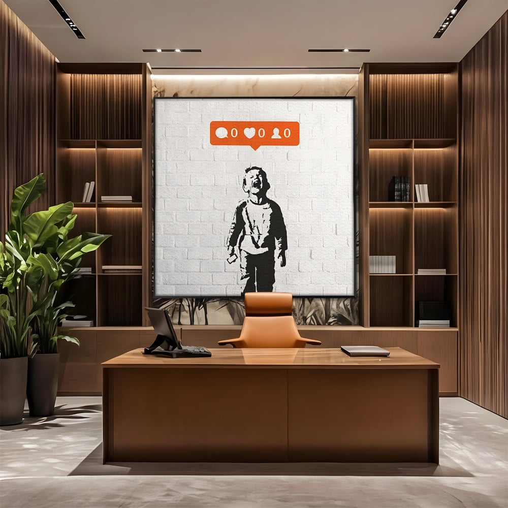Tablou Canvas Premium LuxCanva® C1110, Social Media Addiction , Copil, Zambet, Game Room, Bar, Relaxare, Culori Vibrante