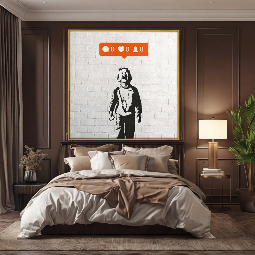 Tablou Canvas Premium LuxCanva® C1110, Social Media Addiction , Copil, Zambet, Game Room, Bar, Relaxare, Culori Vibrante