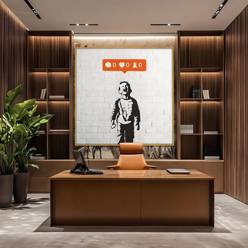 Tablou Canvas Premium LuxCanva® C1110, Social Media Addiction , Copil, Zambet, Game Room, Bar, Relaxare, Culori Vibrante