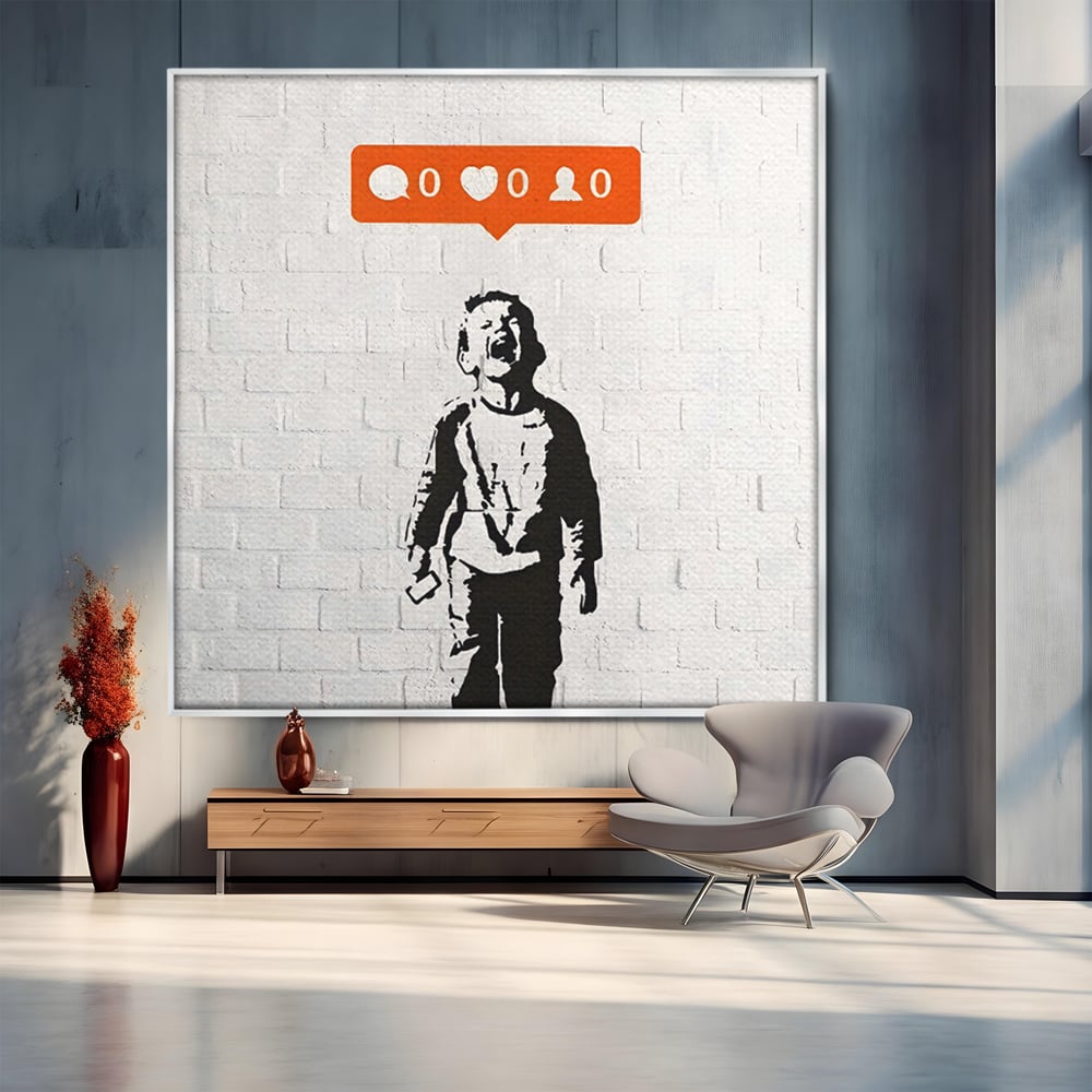 Tablou Canvas Premium LuxCanva® C1110, Social Media Addiction , Copil, Zambet, Game Room, Bar, Relaxare, Culori Vibrante