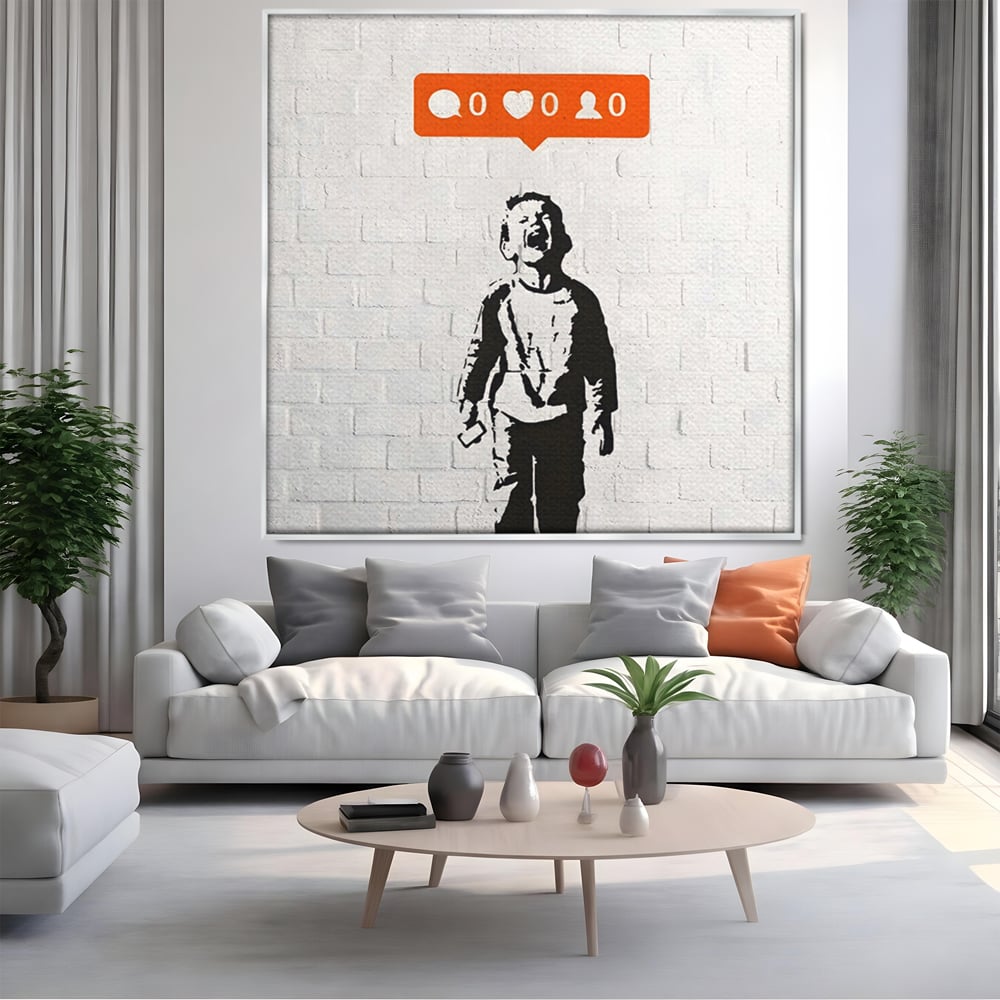 Tablou Canvas Premium LuxCanva® C1110, Social Media Addiction , Copil, Zambet, Game Room, Bar, Relaxare, Culori Vibrante