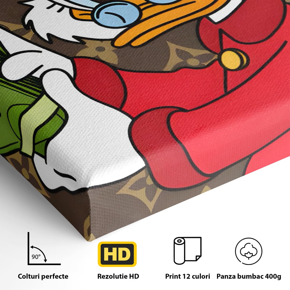 Tablou Canvas Premium, LuxCanva® C1113, Old Donald Counting Money, Culori, Donald, Cartoon, Money, Living Room, Office, Relaxare, Culori Vibrante