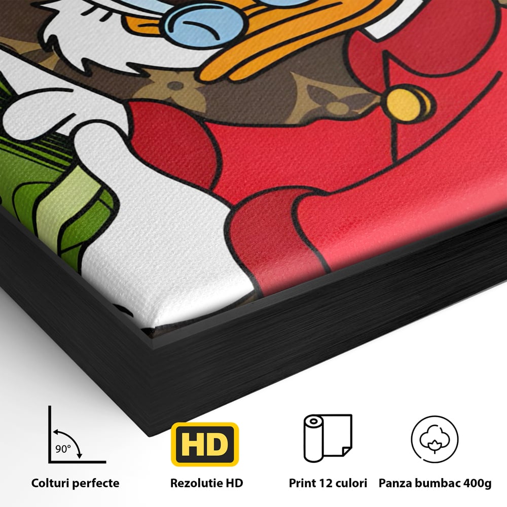 Tablou Canvas Premium, LuxCanva® C1113, Old Donald Counting Money, Culori, Donald, Cartoon, Money, Living Room, Office, Relaxare, Culori Vibrante