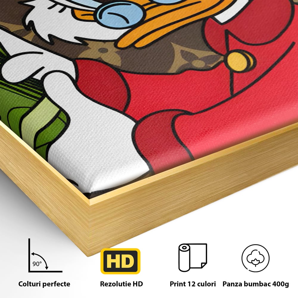 Tablou Canvas Premium, LuxCanva® C1113, Old Donald Counting Money, Culori, Donald, Cartoon, Money, Living Room, Office, Relaxare, Culori Vibrante