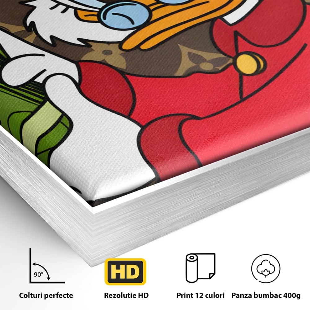 Tablou Canvas Premium, LuxCanva® C1113, Old Donald Counting Money, Culori, Donald, Cartoon, Money, Living Room, Office, Relaxare, Culori Vibrante