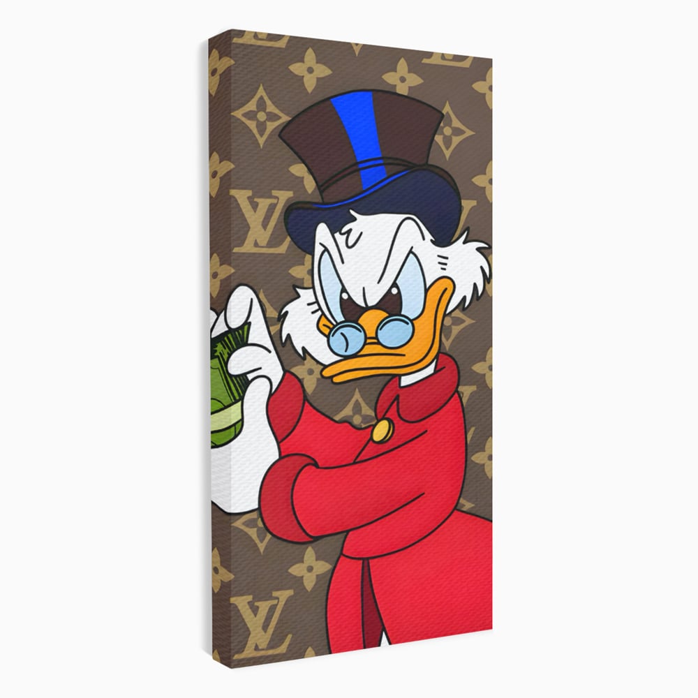 Tablou Canvas Premium, LuxCanva® C1113, Old Donald Counting Money, Culori, Donald, Cartoon, Money, Living Room, Office, Relaxare, Culori Vibrante