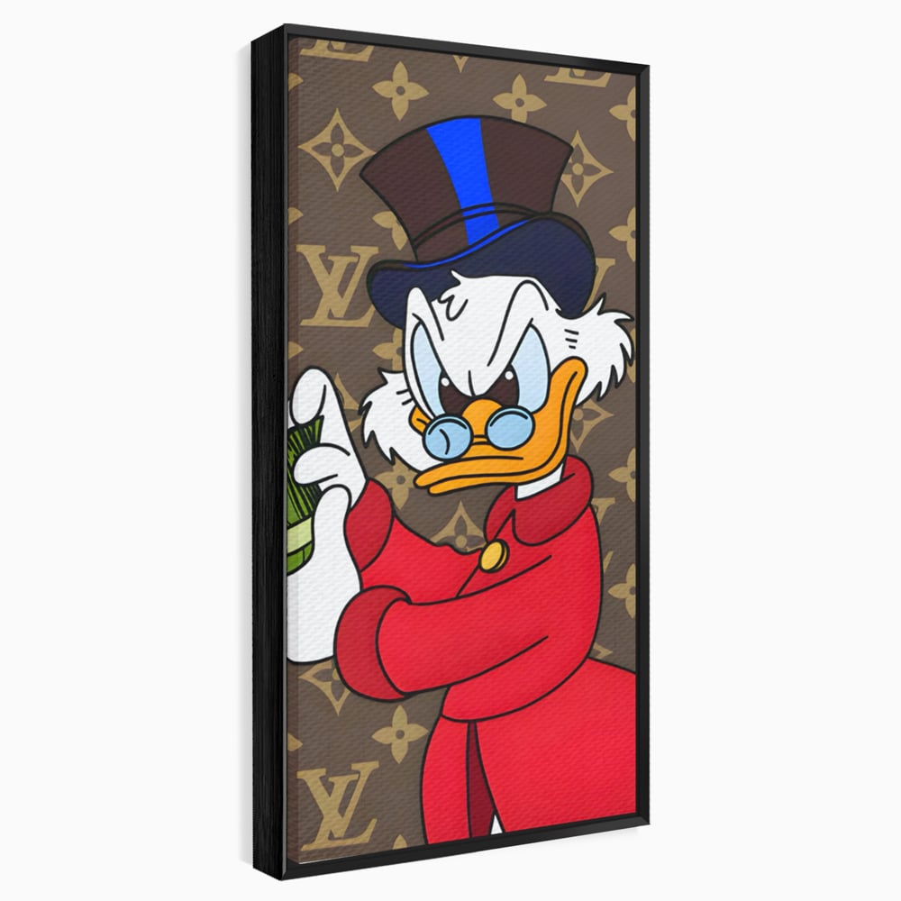 Tablou Canvas Premium, LuxCanva® C1113, Old Donald Counting Money, Culori, Donald, Cartoon, Money, Living Room, Office, Relaxare, Culori Vibrante