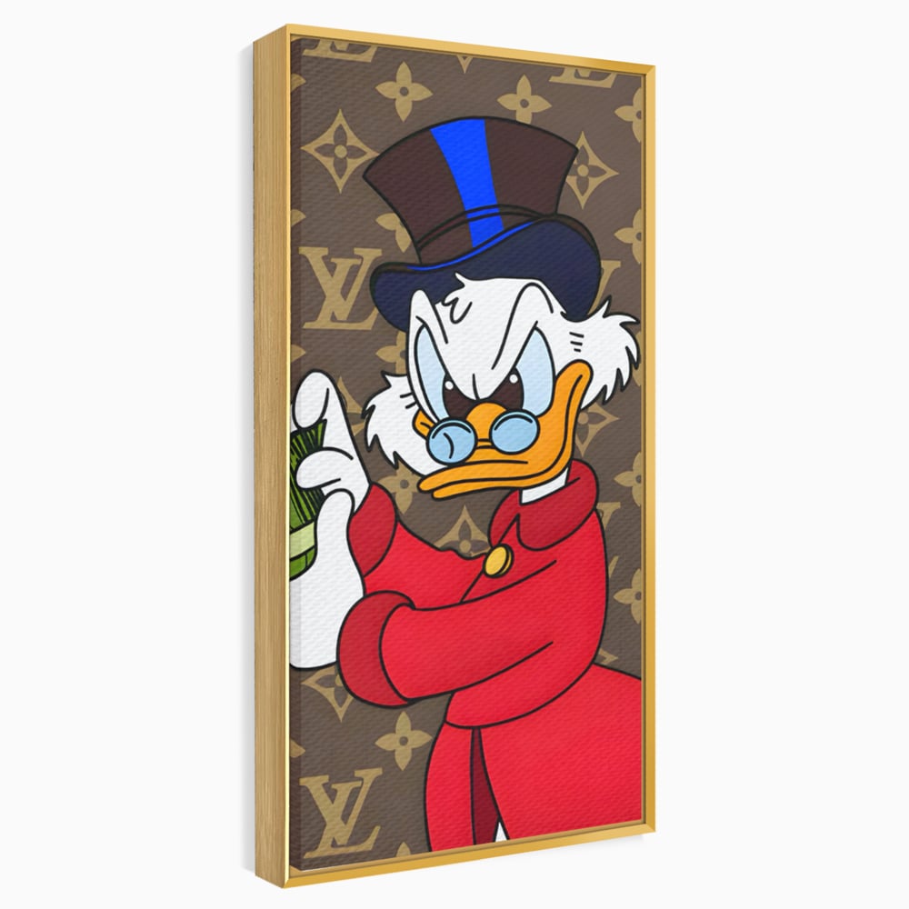 Tablou Canvas Premium, LuxCanva® C1113, Old Donald Counting Money, Culori, Donald, Cartoon, Money, Living Room, Office, Relaxare, Culori Vibrante