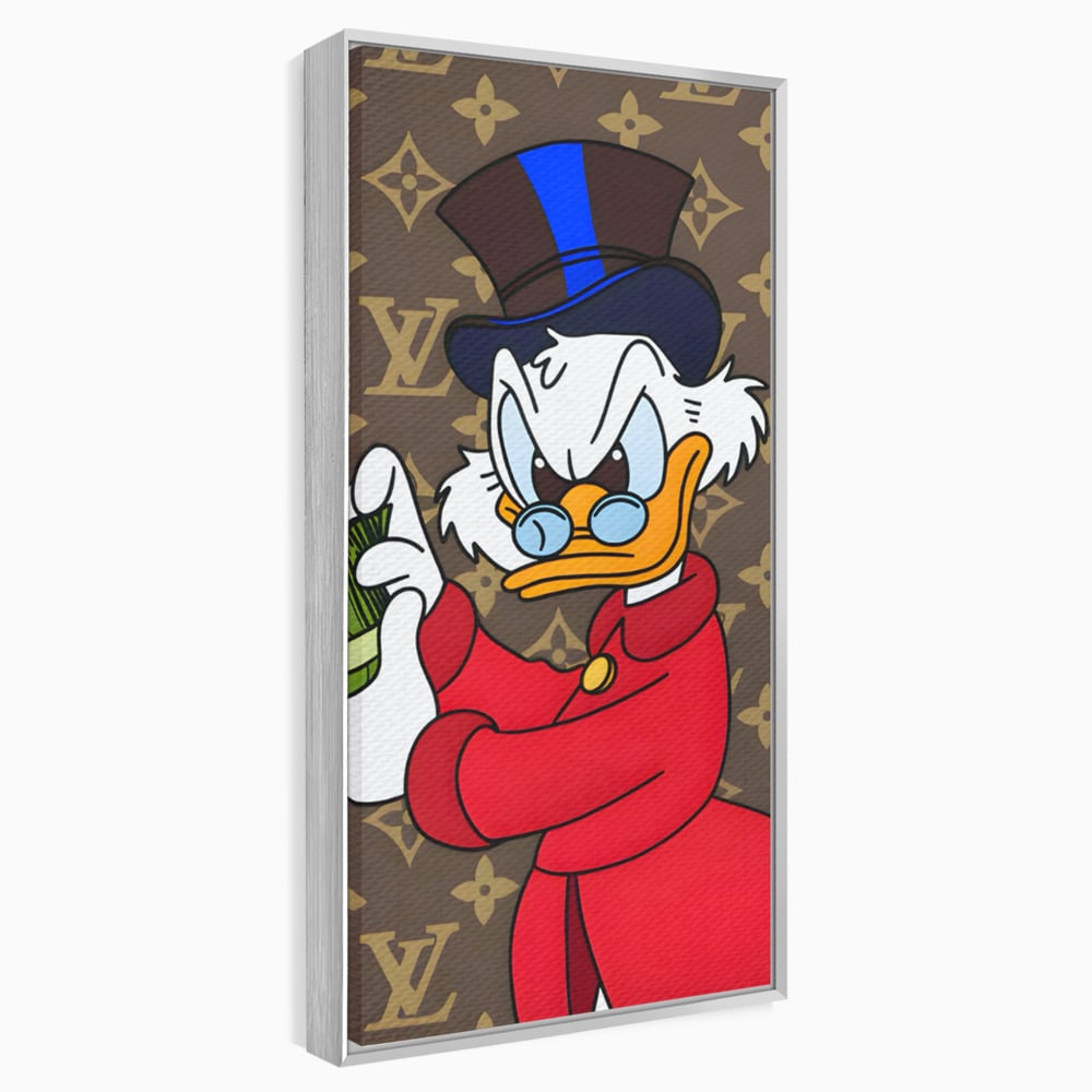Tablou Canvas Premium, LuxCanva® C1113, Old Donald Counting Money, Culori, Donald, Cartoon, Money, Living Room, Office, Relaxare, Culori Vibrante