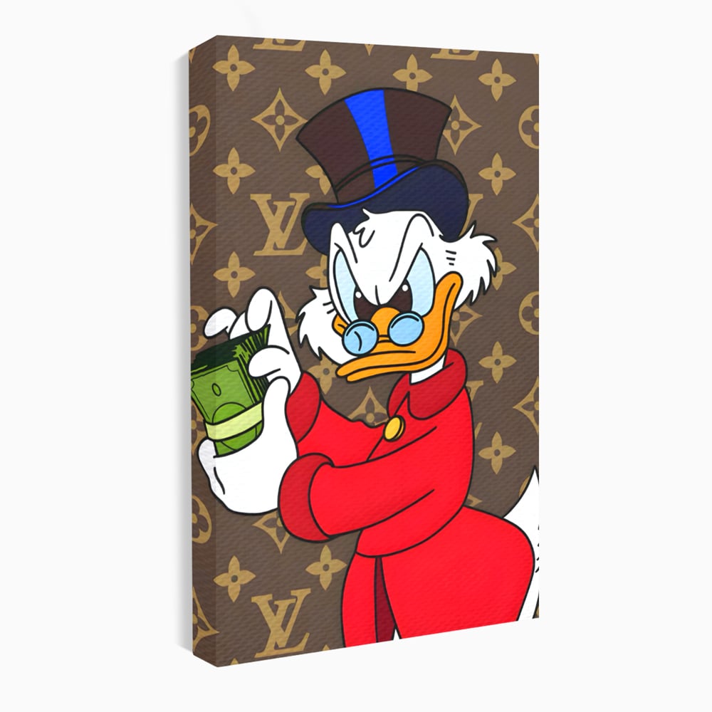 Tablou Canvas Premium, LuxCanva® C1113, Old Donald Counting Money, Culori, Donald, Cartoon, Money, Living Room, Office, Relaxare, Culori Vibrante