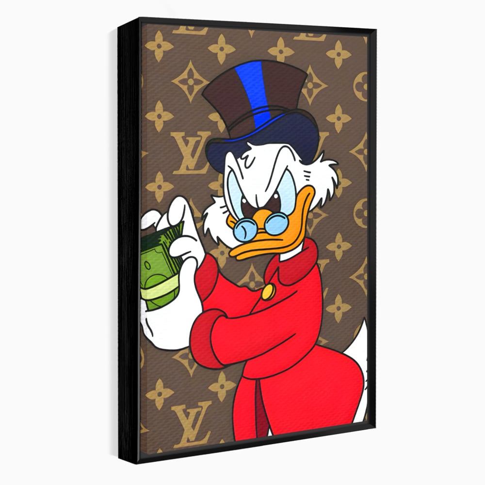 Tablou Canvas Premium, LuxCanva® C1113, Old Donald Counting Money, Culori, Donald, Cartoon, Money, Living Room, Office, Relaxare, Culori Vibrante