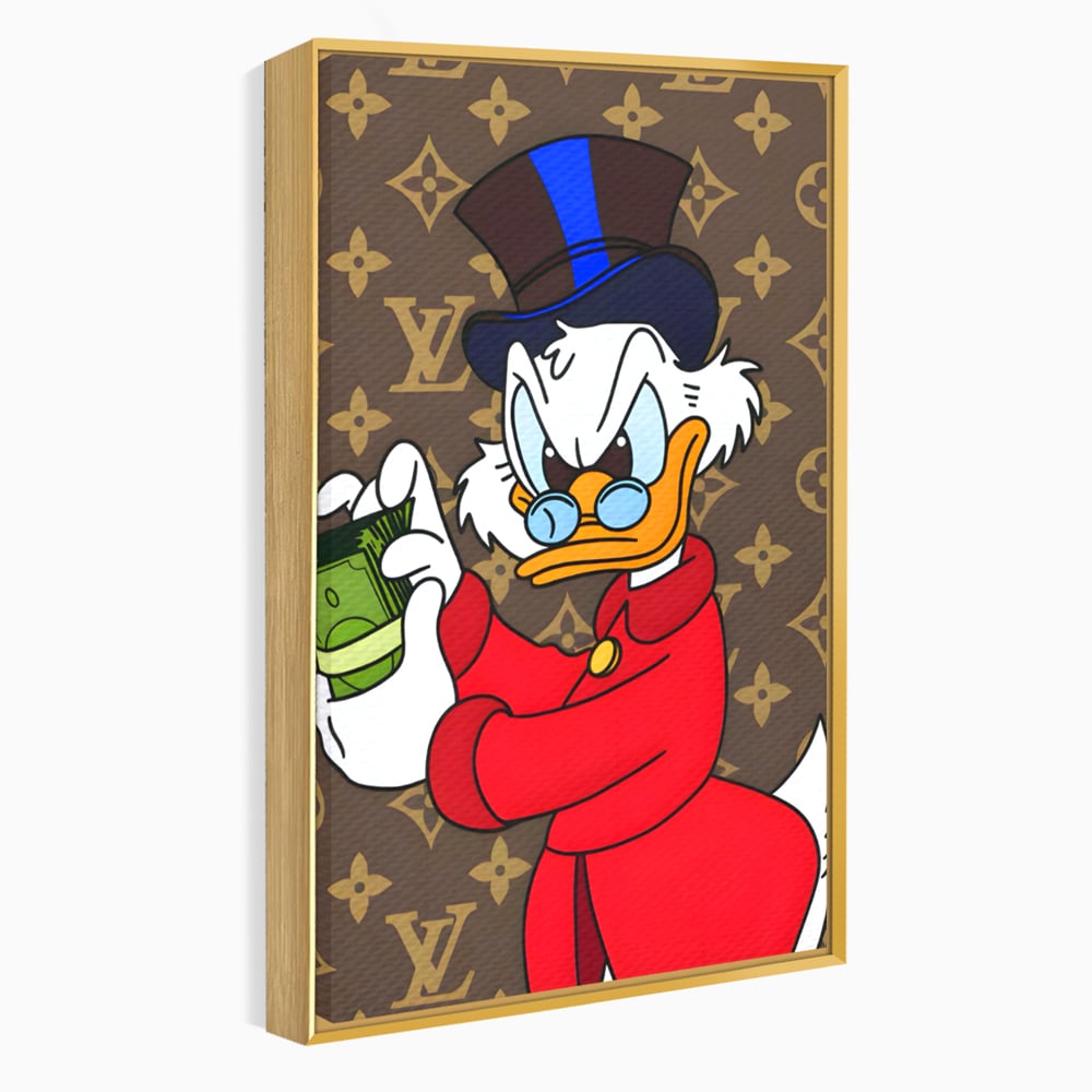 Tablou Canvas Premium, LuxCanva® C1113, Old Donald Counting Money, Culori, Donald, Cartoon, Money, Living Room, Office, Relaxare, Culori Vibrante