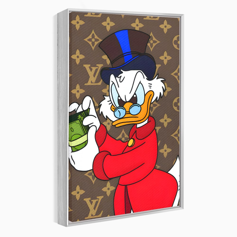 Tablou Canvas Premium, LuxCanva® C1113, Old Donald Counting Money, Culori, Donald, Cartoon, Money, Living Room, Office, Relaxare, Culori Vibrante
