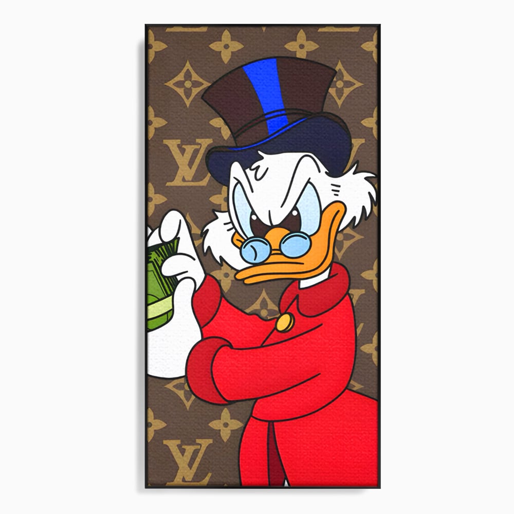 Tablou Canvas Premium, LuxCanva® C1113, Old Donald Counting Money, Culori, Donald, Cartoon, Money, Living Room, Office, Relaxare, Culori Vibrante