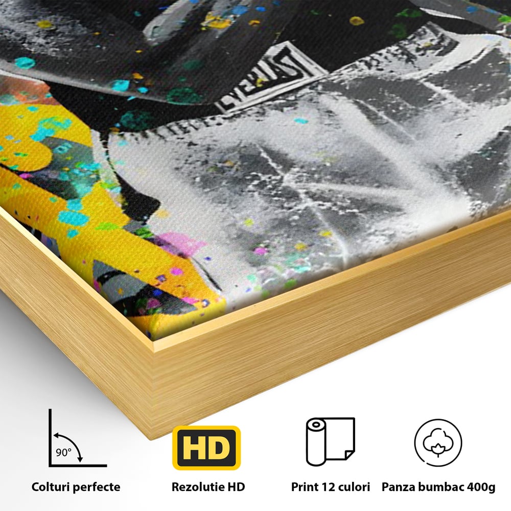 Tablou Canvas Premium LuxCanva® C1114, Marele Muhammad Ali , Culori, Muhammad Ali, Sportiv, GOAT, Game Room, Bar, Relaxare, Culori Vibrante