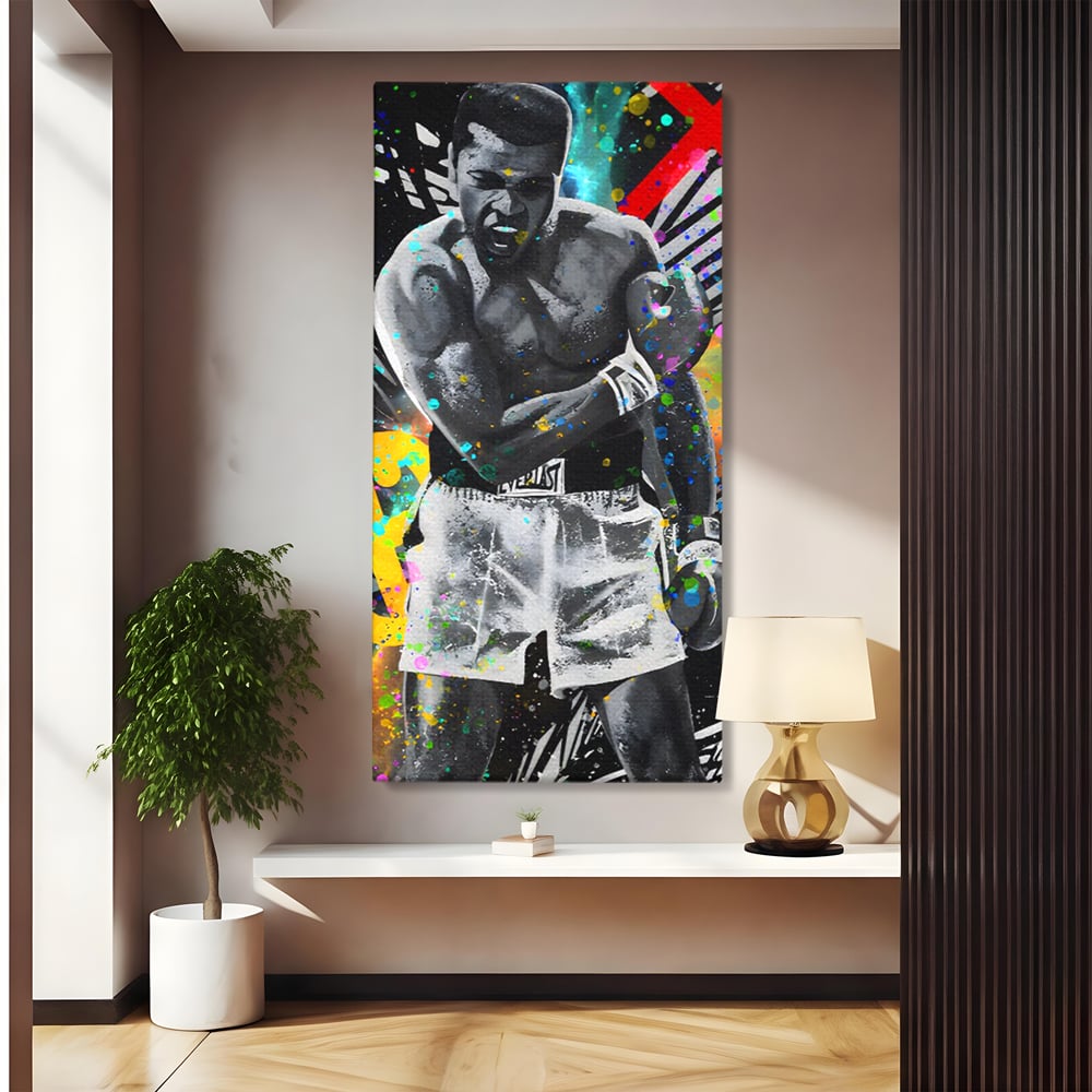 Tablou Canvas Premium LuxCanva® C1114, Marele Muhammad Ali , Culori, Muhammad Ali, Sportiv, GOAT, Game Room, Bar, Relaxare, Culori Vibrante