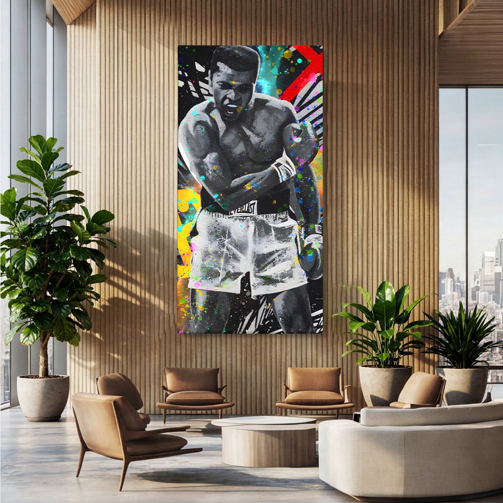 Tablou Canvas Premium LuxCanva® C1114, Marele Muhammad Ali , Culori, Muhammad Ali, Sportiv, GOAT, Game Room, Bar, Relaxare, Culori Vibrante