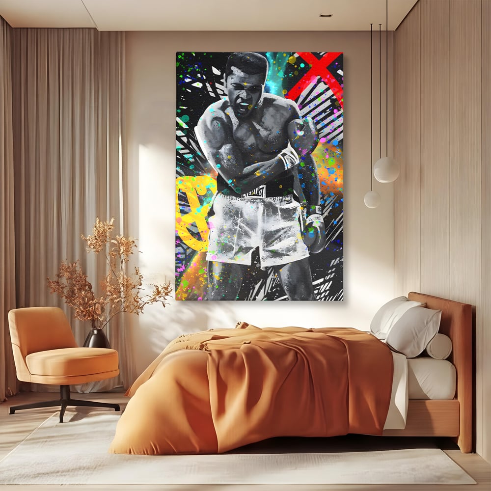 Tablou Canvas Premium LuxCanva® C1114, Marele Muhammad Ali , Culori, Muhammad Ali, Sportiv, GOAT, Game Room, Bar, Relaxare, Culori Vibrante