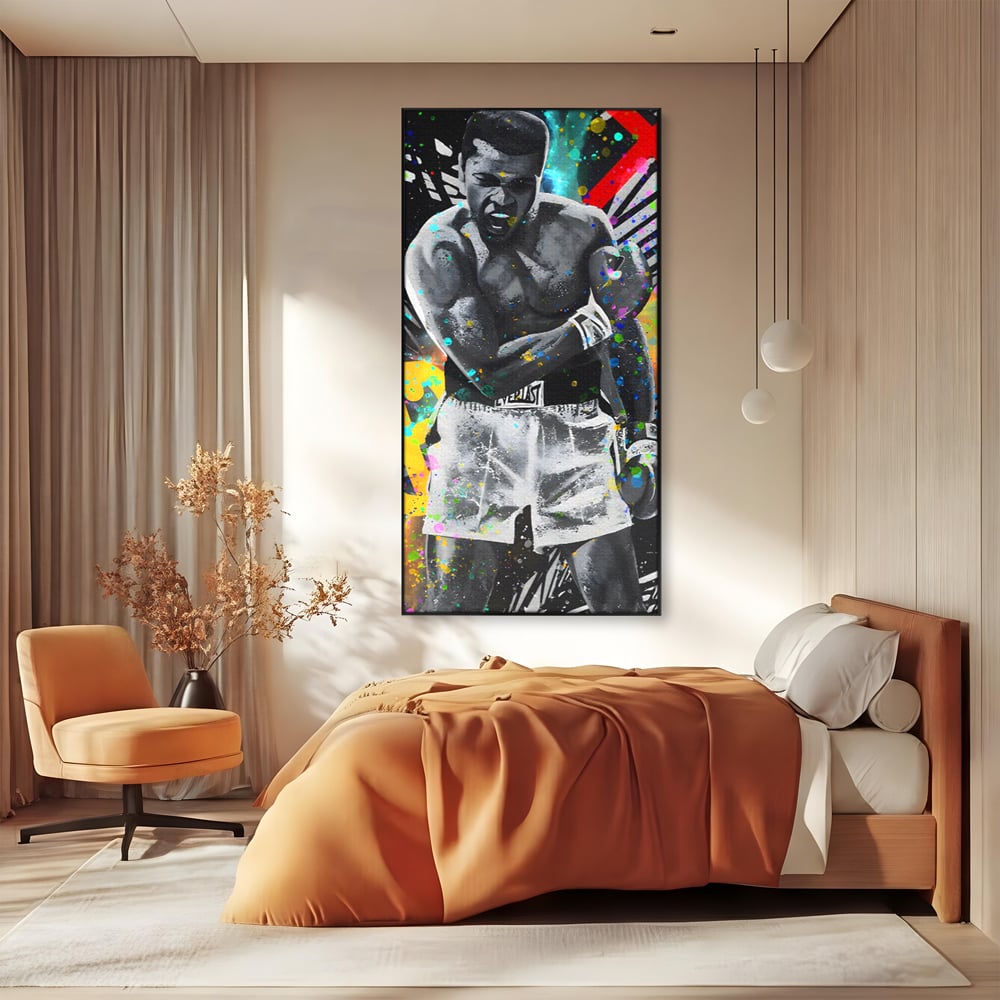 Tablou Canvas Premium LuxCanva® C1114, Marele Muhammad Ali , Culori, Muhammad Ali, Sportiv, GOAT, Game Room, Bar, Relaxare, Culori Vibrante
