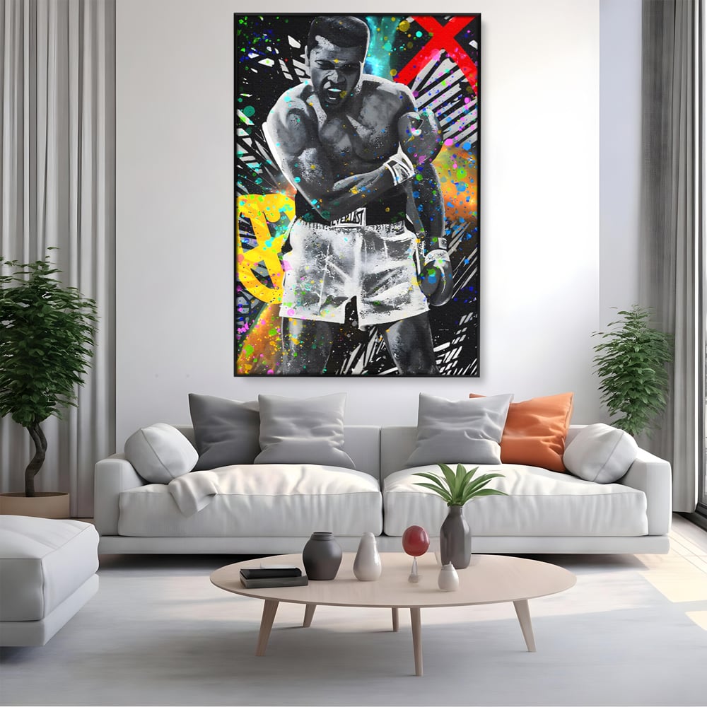Tablou Canvas Premium LuxCanva® C1114, Marele Muhammad Ali , Culori, Muhammad Ali, Sportiv, GOAT, Game Room, Bar, Relaxare, Culori Vibrante