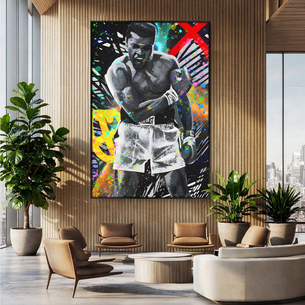 Tablou Canvas Premium LuxCanva® C1114, Marele Muhammad Ali , Culori, Muhammad Ali, Sportiv, GOAT, Game Room, Bar, Relaxare, Culori Vibrante