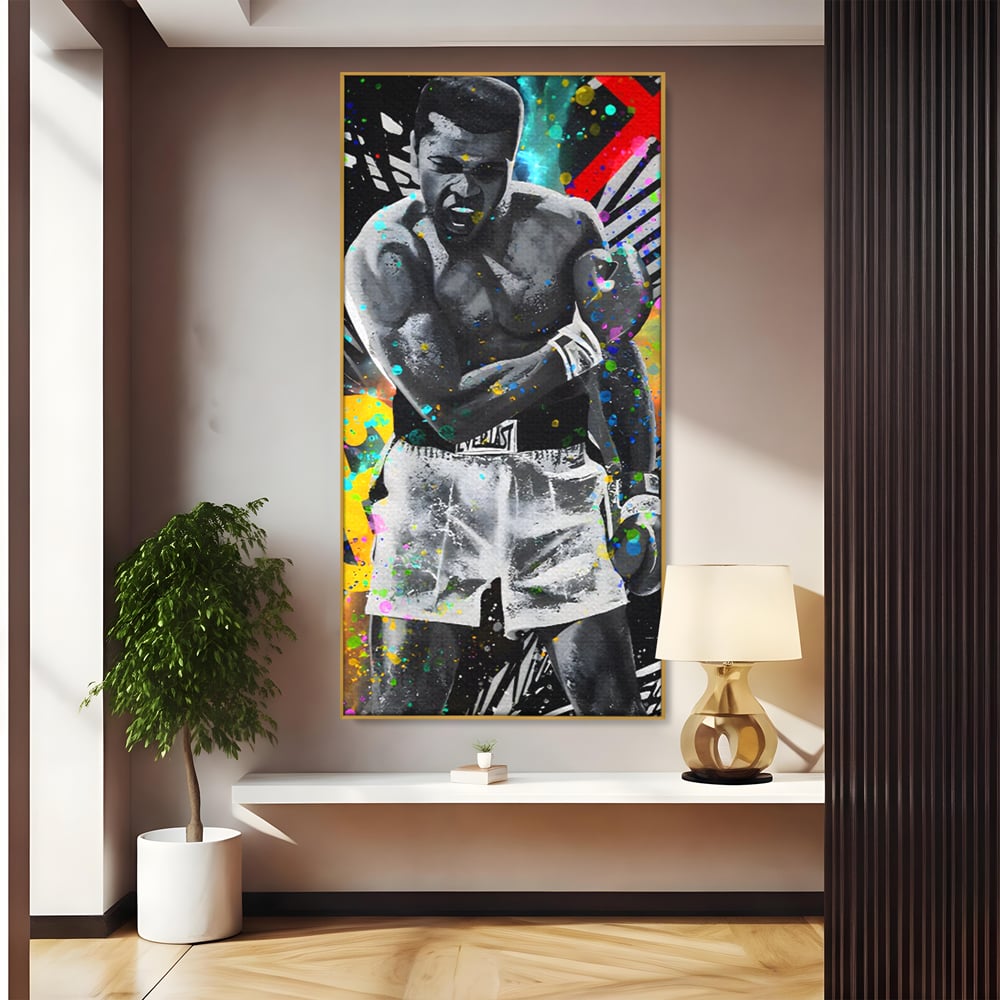 Tablou Canvas Premium LuxCanva® C1114, Marele Muhammad Ali , Culori, Muhammad Ali, Sportiv, GOAT, Game Room, Bar, Relaxare, Culori Vibrante