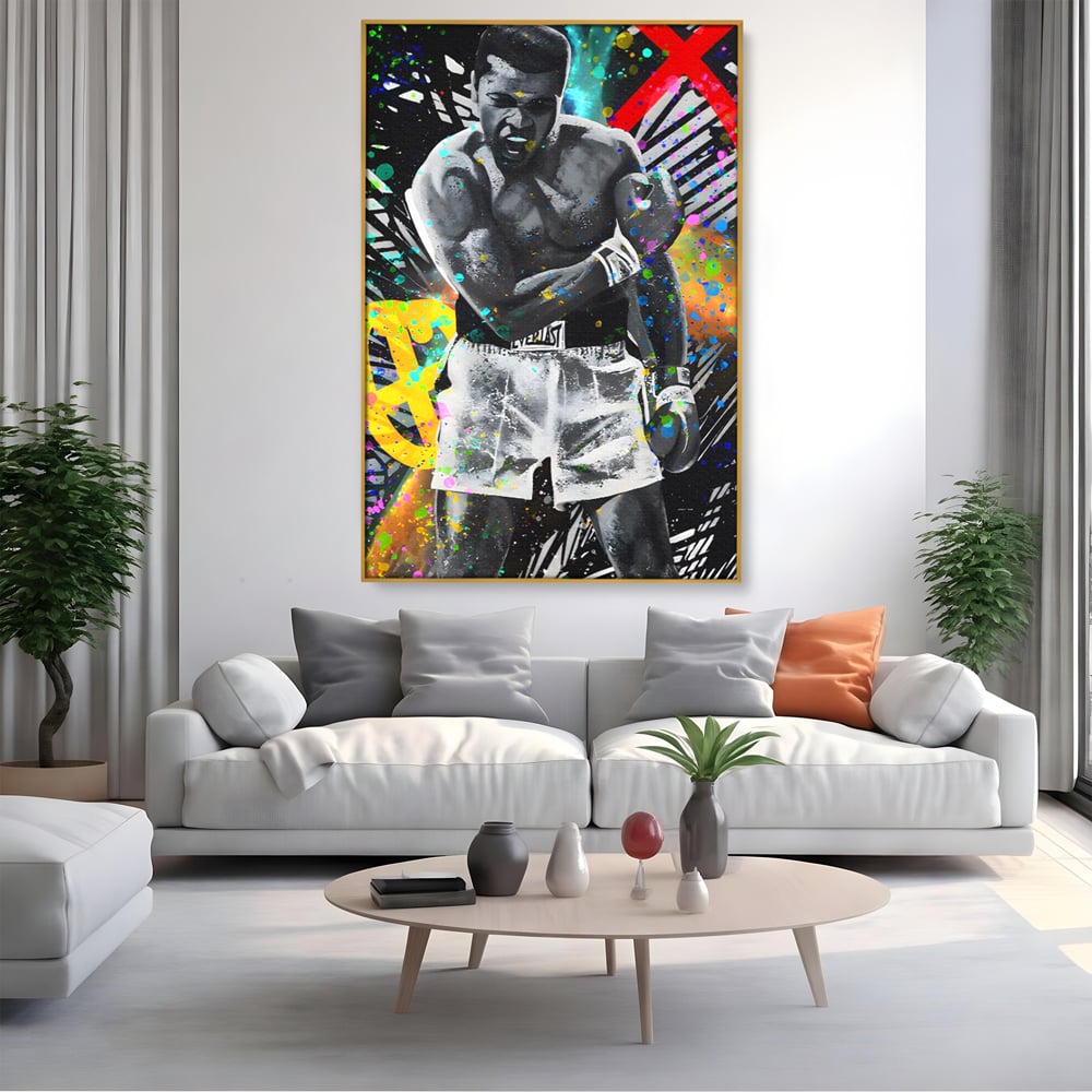 Tablou Canvas Premium LuxCanva® C1114, Marele Muhammad Ali , Culori, Muhammad Ali, Sportiv, GOAT, Game Room, Bar, Relaxare, Culori Vibrante