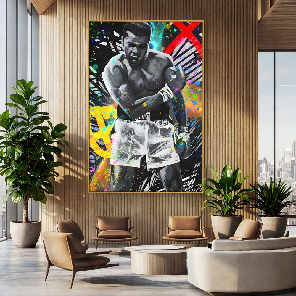 Tablou Canvas Premium LuxCanva® C1114, Marele Muhammad Ali , Culori, Muhammad Ali, Sportiv, GOAT, Game Room, Bar, Relaxare, Culori Vibrante