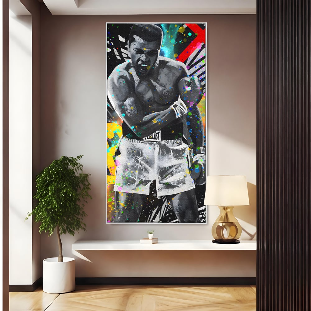 Tablou Canvas Premium LuxCanva® C1114, Marele Muhammad Ali , Culori, Muhammad Ali, Sportiv, GOAT, Game Room, Bar, Relaxare, Culori Vibrante