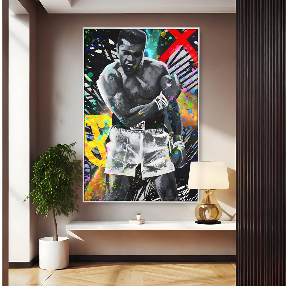 Tablou Canvas Premium LuxCanva® C1114, Marele Muhammad Ali , Culori, Muhammad Ali, Sportiv, GOAT, Game Room, Bar, Relaxare, Culori Vibrante