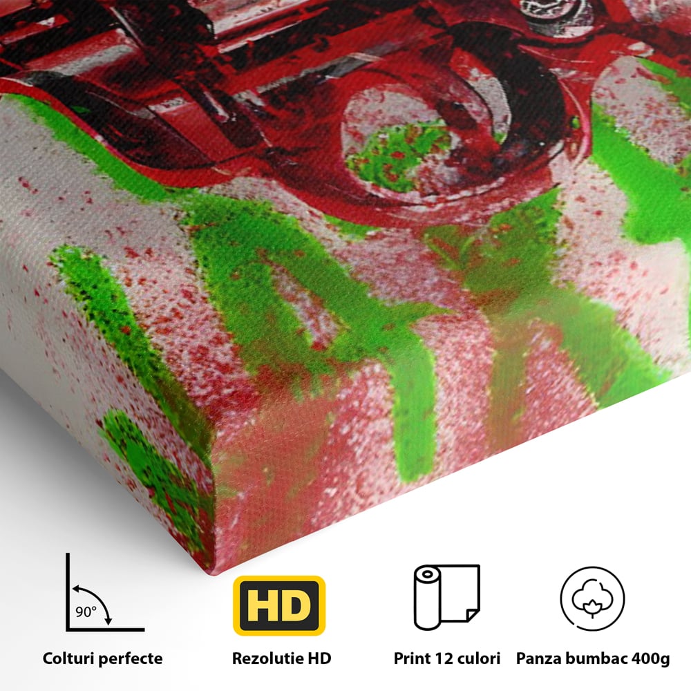 Tablou Canvas Premium LuxCanva® C1115, Bloody Gun By Andy Warhol , Culori, Pistol, Andy Warhol, Bar, Game Room, Relaxare, Culori Vibrante