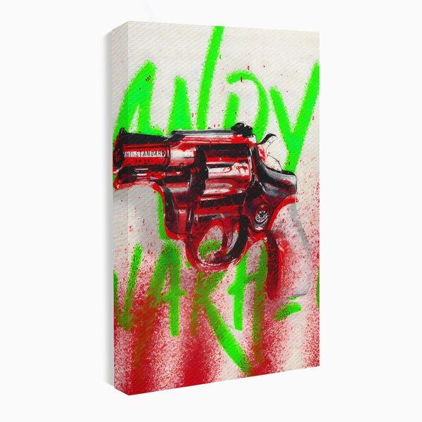 Tablou Canvas Premium LuxCanva® C1115, Bloody Gun By Andy Warhol , Culori, Pistol, Andy Warhol, Bar, Game Room, Relaxare, Culori Vibrante