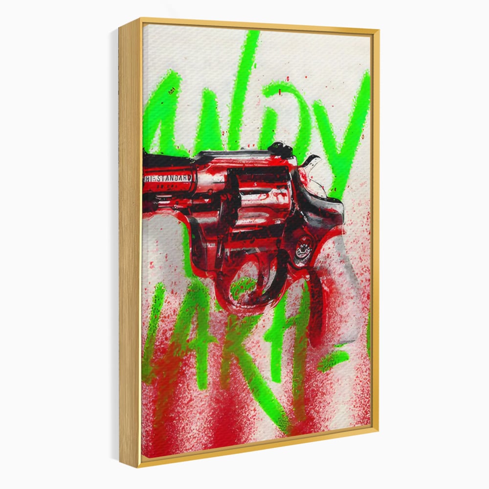 Tablou Canvas Premium LuxCanva® C1115, Bloody Gun By Andy Warhol , Culori, Pistol, Andy Warhol, Bar, Game Room, Relaxare, Culori Vibrante