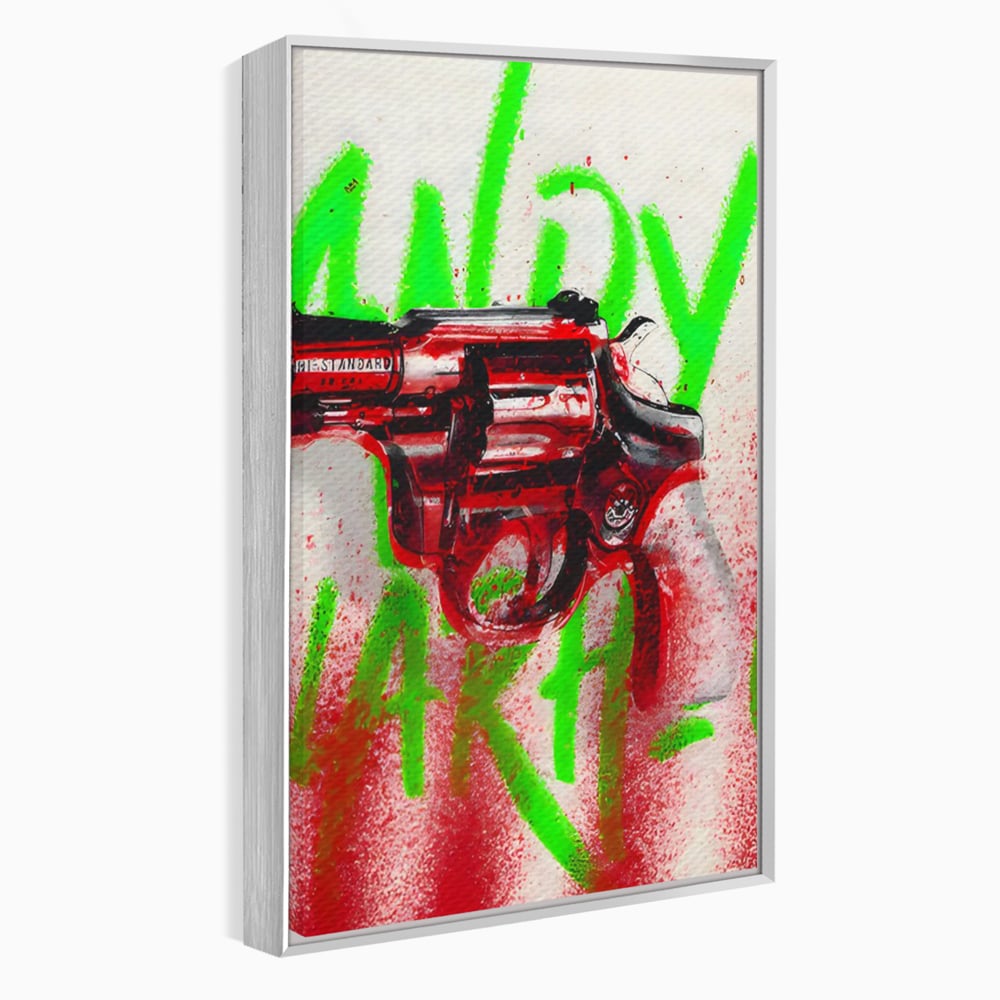 Tablou Canvas Premium LuxCanva® C1115, Bloody Gun By Andy Warhol , Culori, Pistol, Andy Warhol, Bar, Game Room, Relaxare, Culori Vibrante