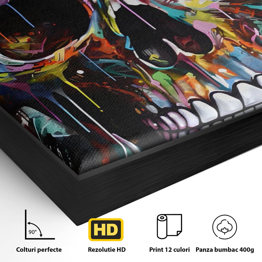 Leinwand Wandkunst Leinwand Premium LuxCanva® C1116, Schädel voller Farben , Farben, Schädel, lustig, Spielzimmer, Bar, entspannend, lebendige Farben