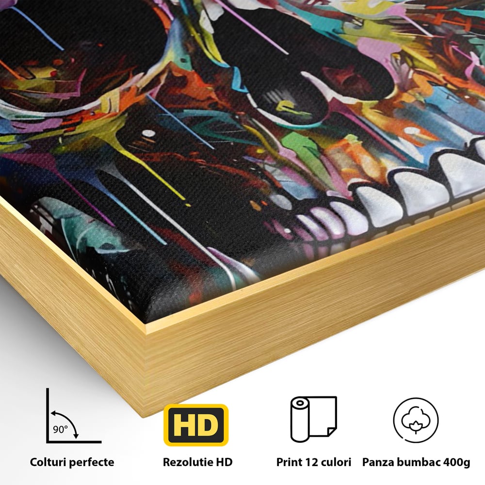 Leinwand Wandkunst Leinwand Premium LuxCanva® C1116, Schädel voller Farben , Farben, Schädel, lustig, Spielzimmer, Bar, entspannend, lebendige Farben