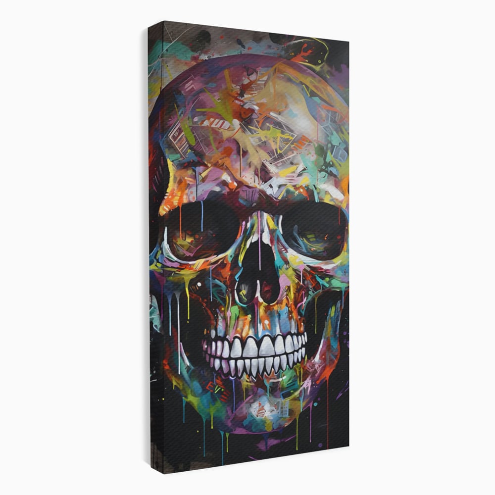 Leinwand Wandkunst Leinwand Premium LuxCanva® C1116, Schädel voller Farben , Farben, Schädel, lustig, Spielzimmer, Bar, entspannend, lebendige Farben