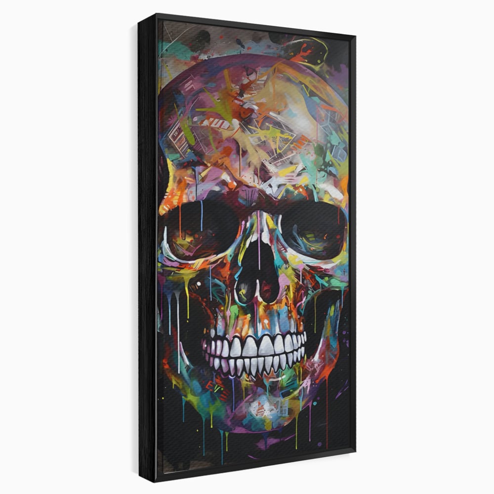 Leinwand Wandkunst Leinwand Premium LuxCanva® C1116, Schädel voller Farben , Farben, Schädel, lustig, Spielzimmer, Bar, entspannend, lebendige Farben