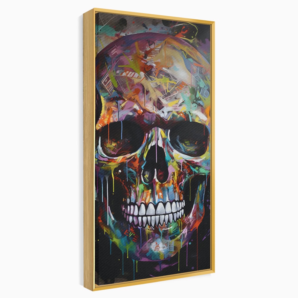 Leinwand Wandkunst Leinwand Premium LuxCanva® C1116, Schädel voller Farben , Farben, Schädel, lustig, Spielzimmer, Bar, entspannend, lebendige Farben