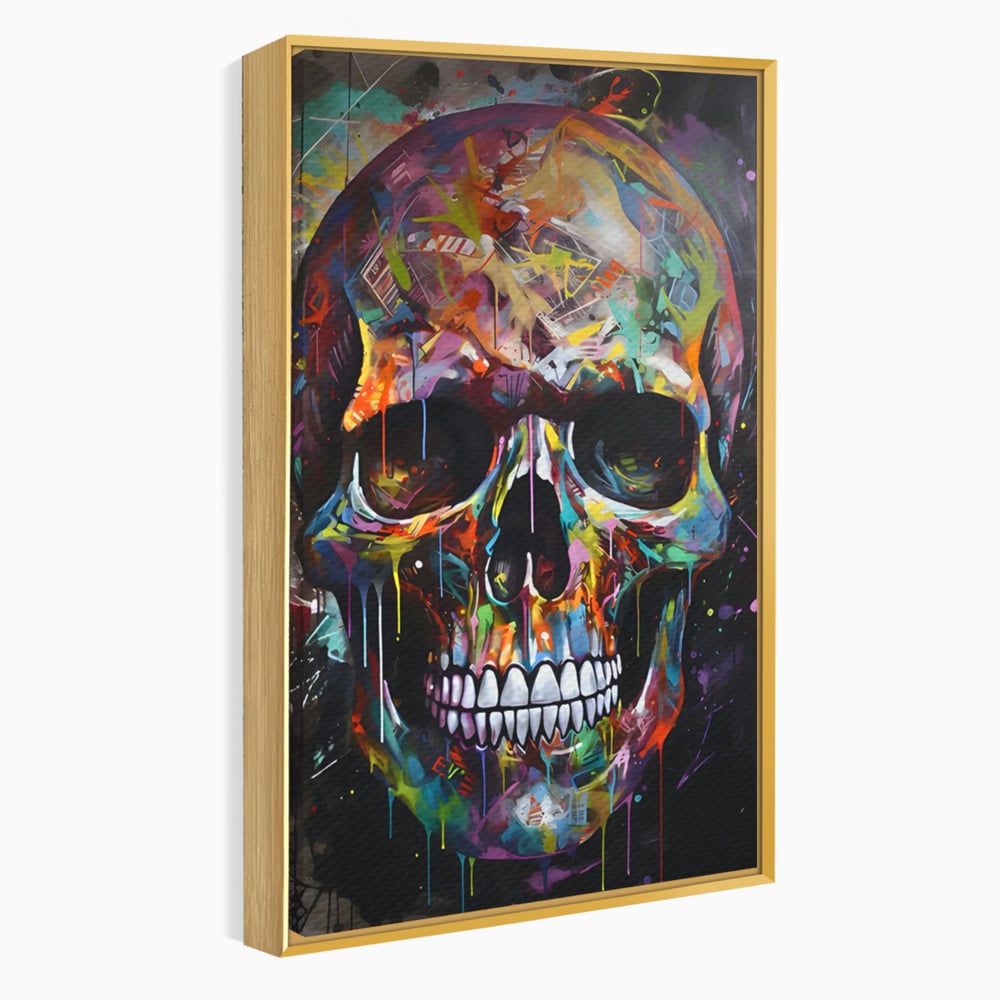 Leinwand Wandkunst Leinwand Premium LuxCanva® C1116, Schädel voller Farben , Farben, Schädel, lustig, Spielzimmer, Bar, entspannend, lebendige Farben