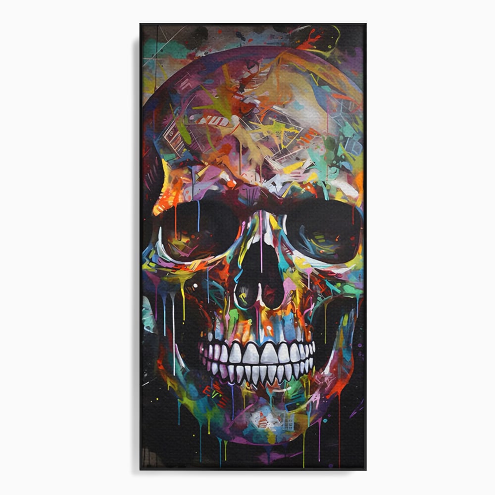 Leinwand Wandkunst Leinwand Premium LuxCanva® C1116, Schädel voller Farben , Farben, Schädel, lustig, Spielzimmer, Bar, entspannend, lebendige Farben