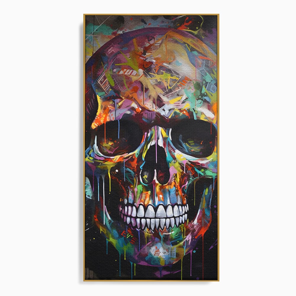 Leinwand Wandkunst Leinwand Premium LuxCanva® C1116, Schädel voller Farben , Farben, Schädel, lustig, Spielzimmer, Bar, entspannend, lebendige Farben