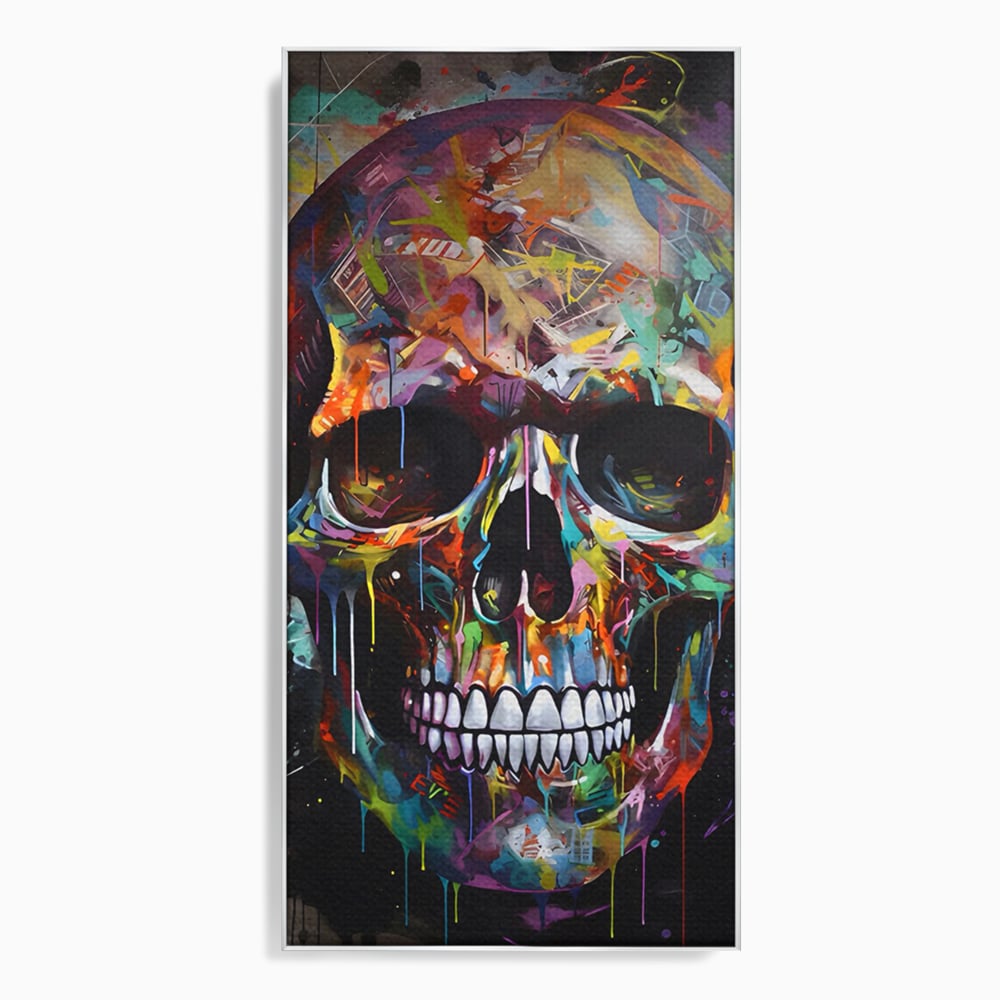 Leinwand Wandkunst Leinwand Premium LuxCanva® C1116, Schädel voller Farben , Farben, Schädel, lustig, Spielzimmer, Bar, entspannend, lebendige Farben