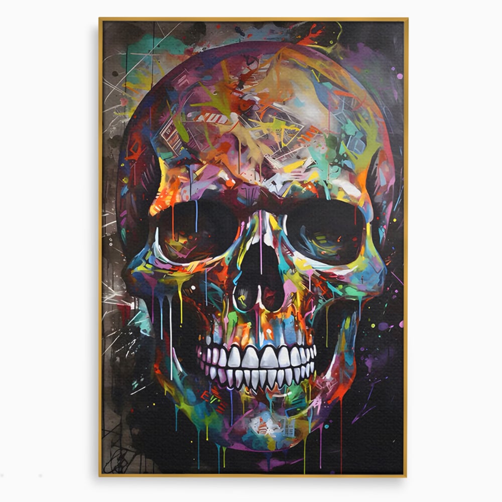 Leinwand Wandkunst Leinwand Premium LuxCanva® C1116, Schädel voller Farben , Farben, Schädel, lustig, Spielzimmer, Bar, entspannend, lebendige Farben