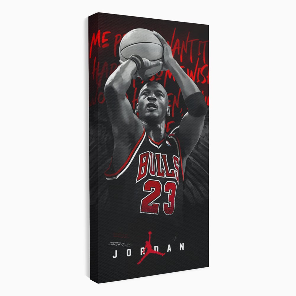 Leinwand Premium Canvas Wandkunst, LuxCanva® C1117, Der große Michael Jordan, Farben, Jordan, GOAT, Spielzimmer, Bar, entspannend, lebendige Farben