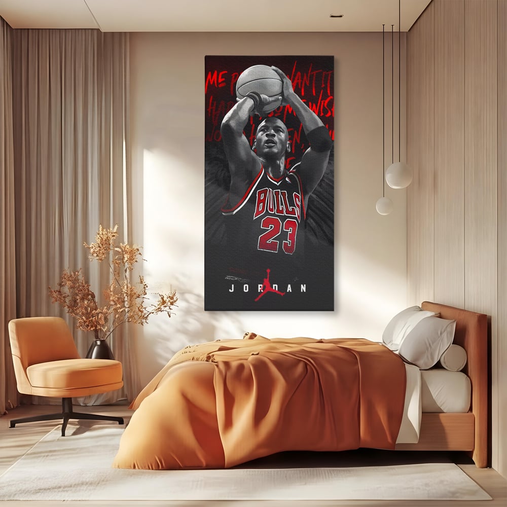 Leinwand Premium Canvas Wandkunst, LuxCanva® C1117, Der große Michael Jordan, Farben, Jordan, GOAT, Spielzimmer, Bar, entspannend, lebendige Farben