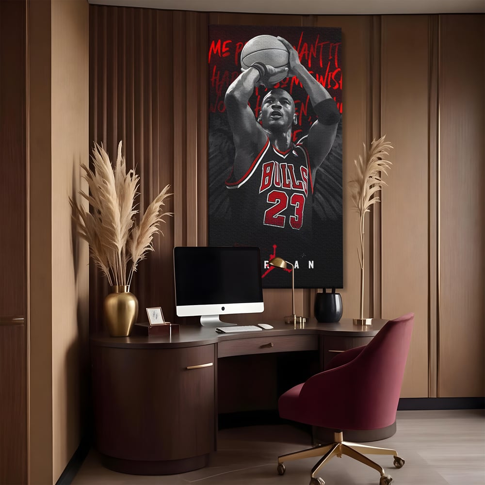 Leinwand Premium Canvas Wandkunst, LuxCanva® C1117, Der große Michael Jordan, Farben, Jordan, GOAT, Spielzimmer, Bar, entspannend, lebendige Farben