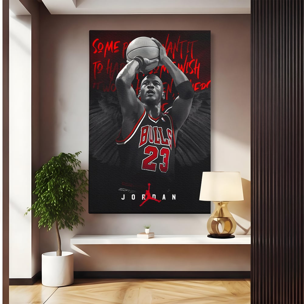 Leinwand Premium Canvas Wandkunst, LuxCanva® C1117, Der große Michael Jordan, Farben, Jordan, GOAT, Spielzimmer, Bar, entspannend, lebendige Farben