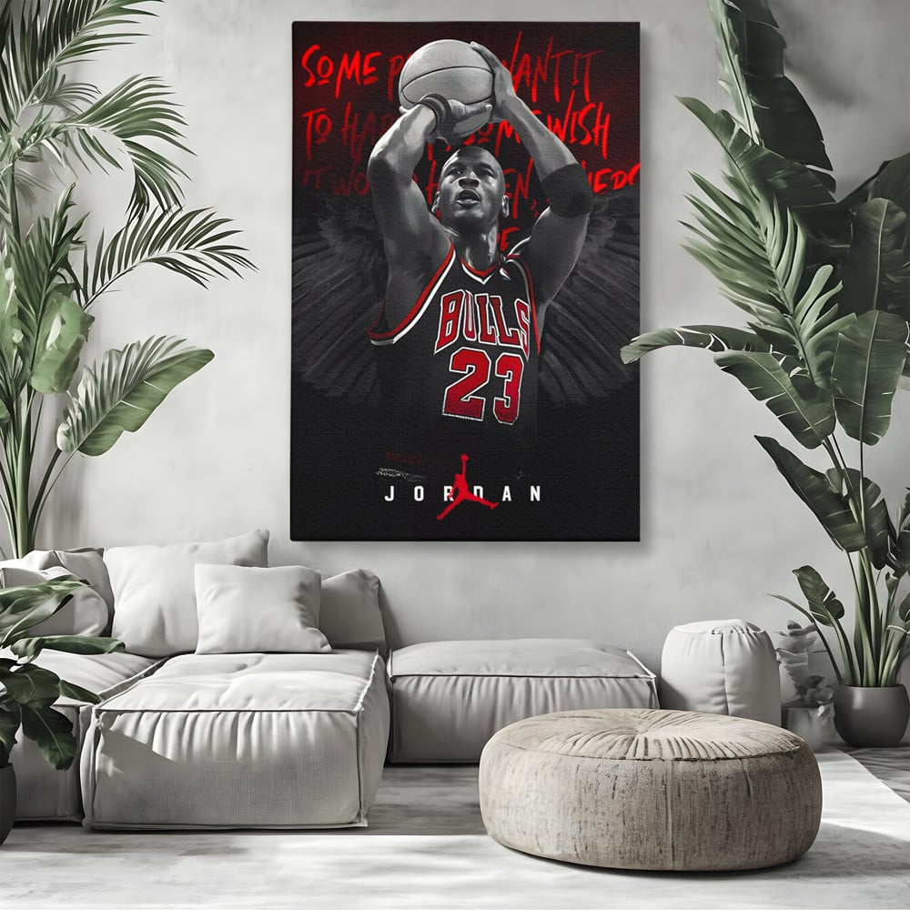 Leinwand Premium Canvas Wandkunst, LuxCanva® C1117, Der große Michael Jordan, Farben, Jordan, GOAT, Spielzimmer, Bar, entspannend, lebendige Farben