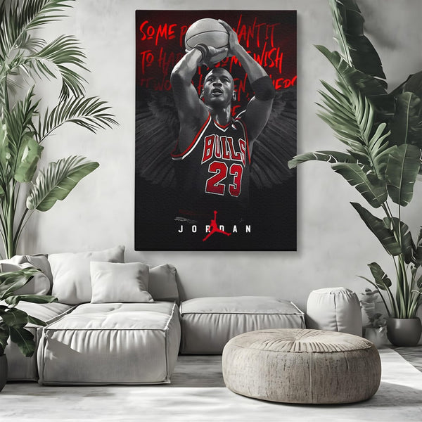 Leinwand Premium Canvas Wandkunst, LuxCanva® C1117, Der große Michael Jordan, Farben, Jordan, GOAT, Spielzimmer, Bar, entspannend, lebendige Farben